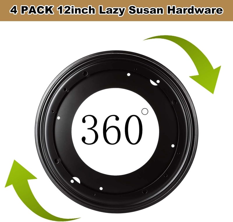 MIVIDE 12 inch Lazy Susan Hardware 4 Pcak Large Lazy Susan Turntable Bearing 516 Thick 1000lbs Lazy Susan for Table Serving Trays Kitchen Storage Racks Craft Table Rotating Bearing Plate  - Image 3