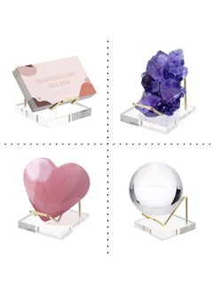 Hipiwe Metal Display Stand With Acrylic Base, Gold Business Card Holder Stand Small Rock Easel Stand For Fossil Coral, Mineral Rocks, Geodes, Agate Small Collectibles  - Image 5