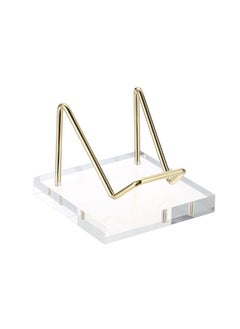 Hipiwe Metal Display Stand With Acrylic Base, Gold Business Card Holder Stand Small Rock Easel Stand For Fossil Coral, Mineral Rocks, Geodes, Agate Small Collectibles  - Image 1