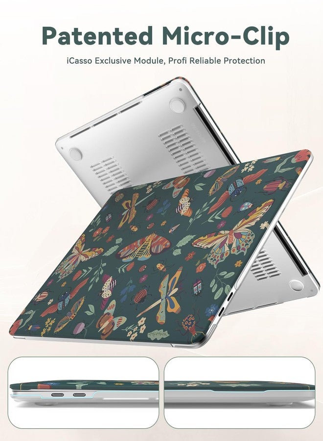 iCasso for MacBook Pro 13 inch Case M2 2025, 2024-2016 A2338 M1 A2251 A2289 A2159 A1989 A1708 A1706, Slim Protective Plastic Hard Shell Case+Keyboard Cover for Mac Pro 13''-Green Butterfly - Image 5