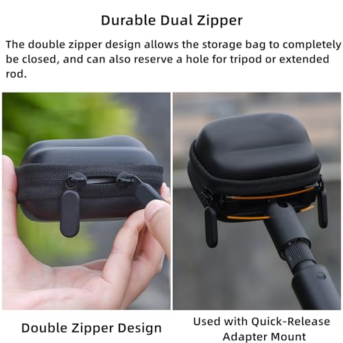 Flymile Small Carrying Case for Insta360 GO 3/GO 3S, PU Hard Shell Lens Cover Protection Storage Bag,Mini Travel Portable Bag with Carabiner&Wrist Strap Action Camera Accessories(Black) - Image 3