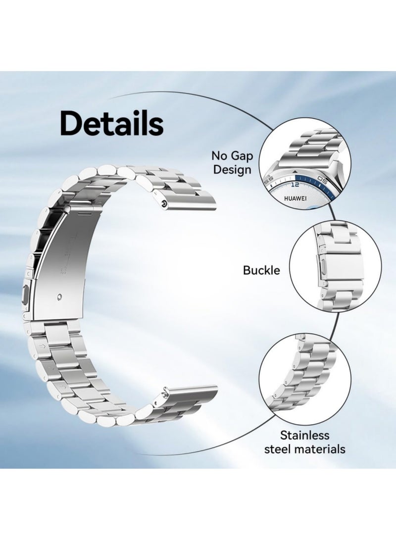 اووكاي سوار بديل من الفولاذ المقاوم للصدأ، مقاس 22 مم، لساعة هواوي GT6/GT6 Pro/GT5/GT5 Pro/GT4/GT4 Pro (46 مم)، لهواوي (فضي) - Image 2