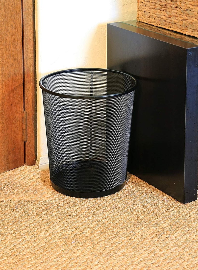 Generic Black Metal Mesh Waste Bin – Office Trash Can – Durable & Breathable Design - Image 3