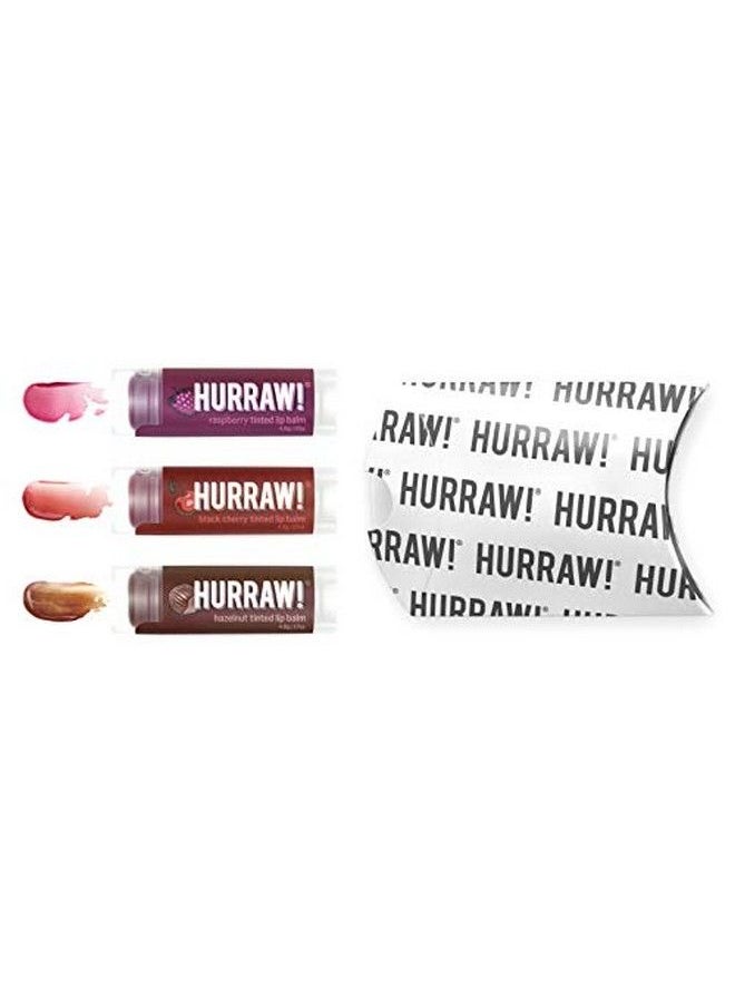 Hurraw! Raspberry Tinted Black Cherry Tinted Hazelnut Tinted Lip Balms 3 Pack Bundle: Organic Certified Vegan Cruelty & Gluten Free. Nongmo 100% Natural. Bee Shea Soy & Palm Free. Made In Usa  - Image 2
