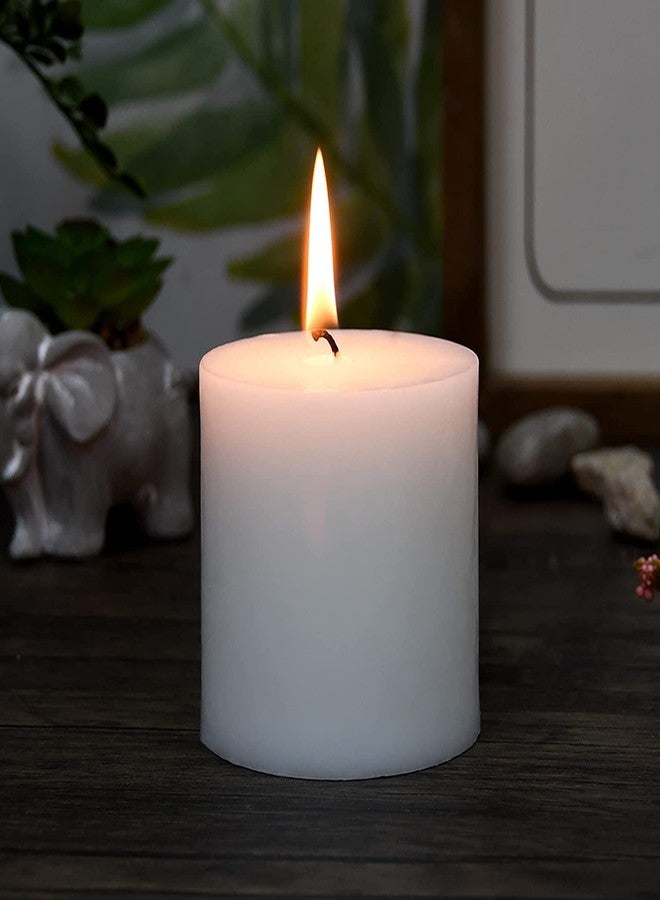 Luces Smokeless Scented Paraffin Wax White Round Pillar Candles Decoration for Party,Birthday Party,Dinner Table, Living Room Pack of 6 - Image 2