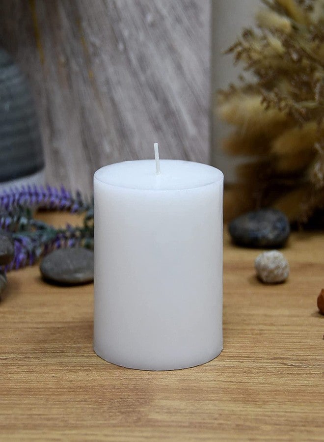 Luces Smokeless Scented Paraffin Wax White Round Pillar Candles Decoration for Party,Birthday Party,Dinner Table, Living Room Pack of 6 - Image 3