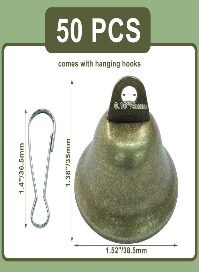 suiwotin 20pcs Vintage Bronze Jingle Bells with Spring Hooks - Mini Craft Bells for Christmas Decor, Dog Potty Training, Wind Chimes, Wedding Door & DIY Crafts (1.5 X 1.7 Inch) - Image 2