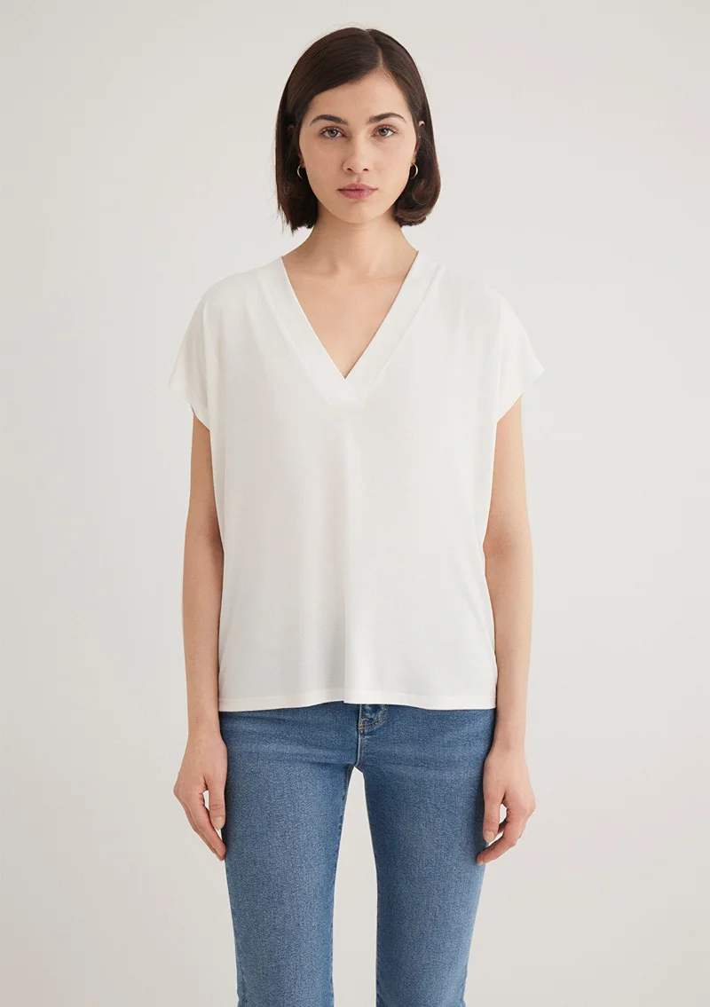 MAVI Lux Touch V Neck White T-Shirt