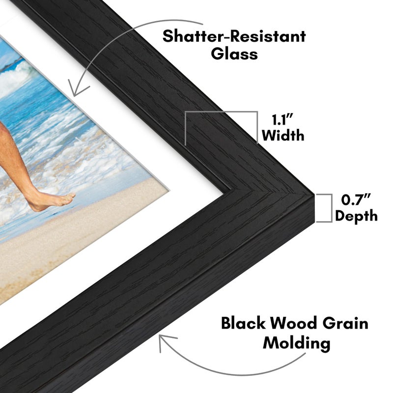 Americanflat 12x18 Poster Frame with Shatter-Resistant Glass - Use as 11x17 Frame with Mat or Display 12x18 Photo Without Mat - Hudson Collection - Wide Picture Frames for Wall Display - Black - Image 3
