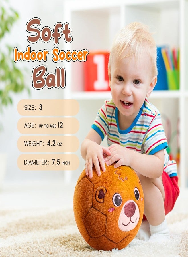 VangeBow Silent Indoor Soccer Balls for Toddlers 1-3, Inflatable Soft Plush Baby Toddler Soccer Ball Toys Gifts for 1 2 3 4 5 Year Old Boy Girl First Birthday Gift (Bear, Pump Include) - Image 3
