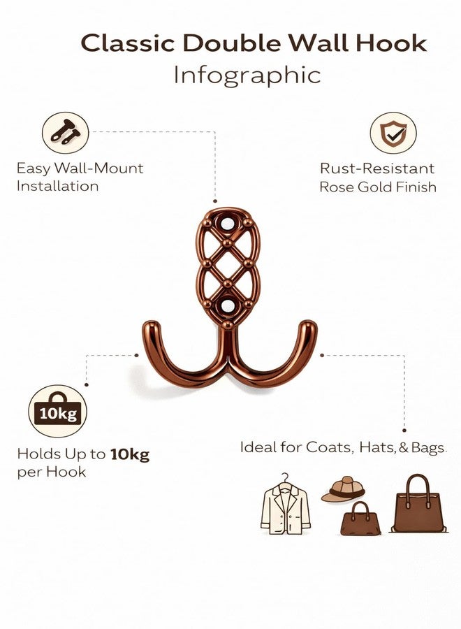 Colornest 2 Pcs Metal Hooks for Wall Heavy Duty Hooks for Hanging, Towel Clothes Hanger for Wall, Bathroom & Kitchen (Rose Gold) - Image 3