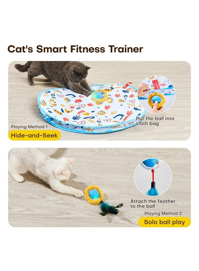 Potaroma Interactive Cat Toys, Fast Rolling Ball in Play Mat, Automatic Motion Activated Moving Ball Hide and Seek Game for Indoor Exercise Kicker, 28 Inch Play Mat - Image 2