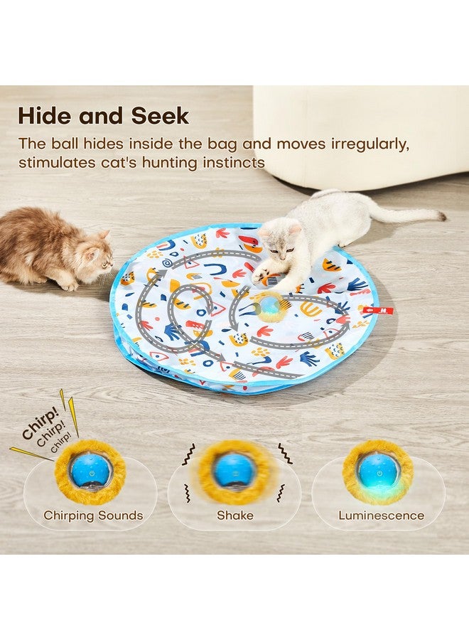 Potaroma Interactive Cat Toys, Fast Rolling Ball in Play Mat, Automatic Motion Activated Moving Ball Hide and Seek Game for Indoor Exercise Kicker, 28 Inch Play Mat - Image 3