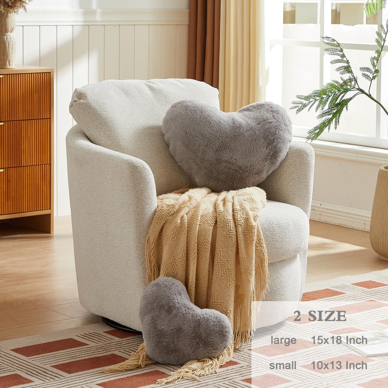 EastTree Heart Pillows  Light Grey Heart Shaped Pillows  Love Throw Pillows Gifts  Ultra Faux Rabbit Fur Soft Small Cute Fluffy Pillows  Women Girls Kid Living Room Decor 10x13 Inch - Image 2