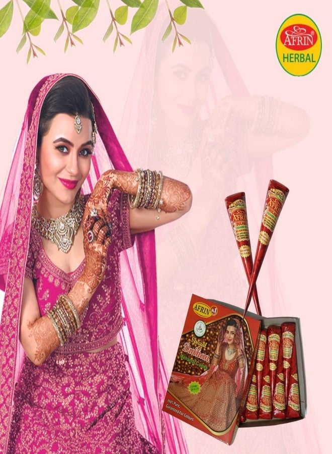 AFRIN Henna Special Mehendi Cone Pack of 12 (40gm each)|Natural Ready-to-Use Henna Cones for Dark Color, Smooth Application & Long-Lasting Stain - Image 2
