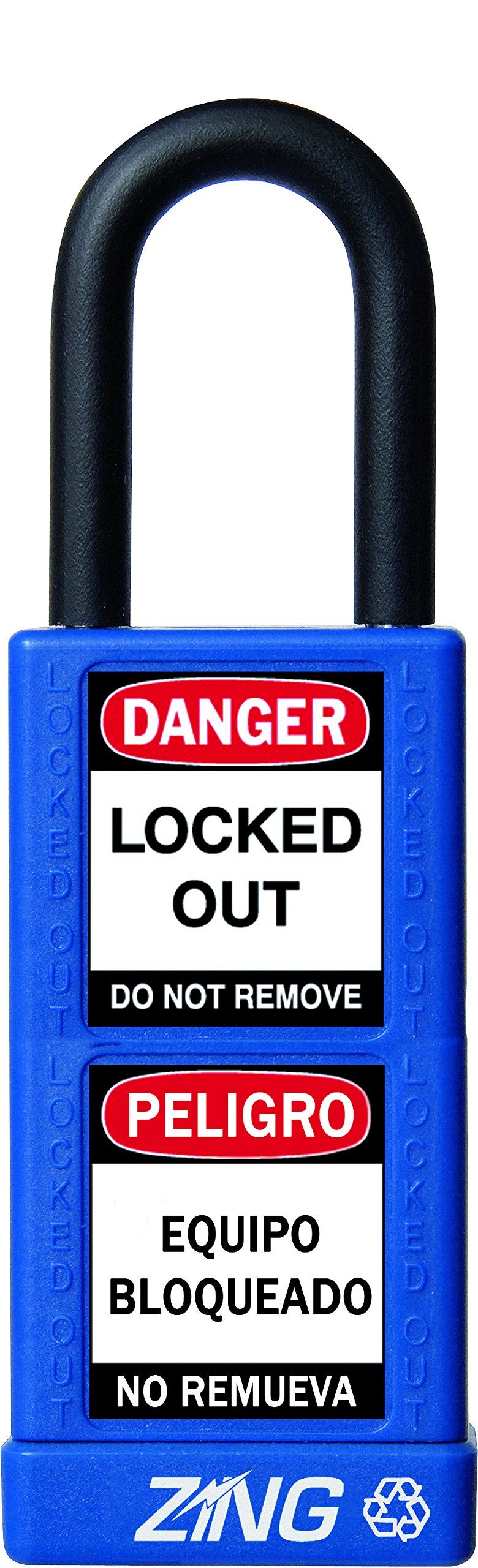 Zing Green Products 7073 RecycLock Safety Padlock, Keyed Alike, Blue, 1-1/2" Shackle, 3" Body - Image 4