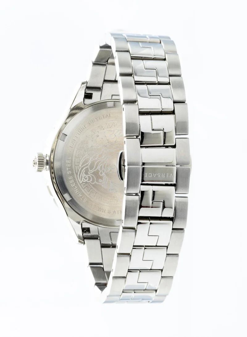 فيرزاتشي ساعة فيرساتشي هيلينيوم للرجال بقرص أسود وسوار من الفولاذ المقاوم للصدأ