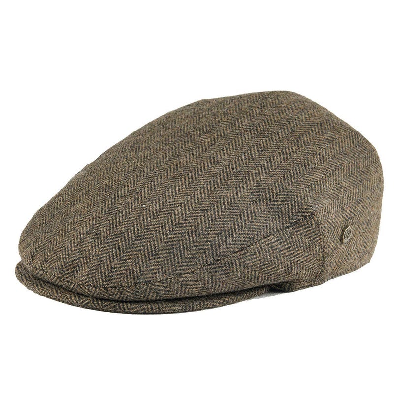 VOBOOM Men's Herringbone Flat Ivy Newsboy Hat Wool Blend Gatsby Cabbie Cap (Khaki, 7 1/8) - Image 1