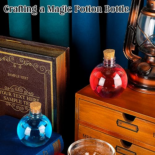 Jinei 30 Pcs 6 oz Ball Shape Plastic Sand Art Bottles Spherical Clear Plastic Potion Bottles Christmas Cocktail Ornament Balls for DIY Wedding Party Gift Crafts Decoration(Wood Color, Cork) - Image 5