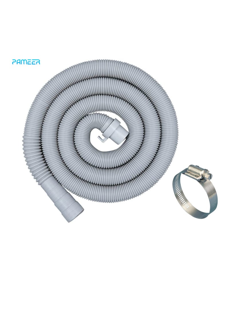 بامير خرطوم تصريف للغسالة 200 سم/78.8 بوصة مع مشبك للغسالة الكاملة وشبه الأوتوماتيكية، مخرج خرطوم تصريف المياه، تمديد خرطوم مخرج مياه الصرف الصحي، غسالة أنابيب تصريف المياه العادمة - Image 1