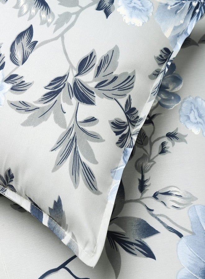 BELVOSTUM 280 TC Glace Printed Cotton Bedsheet for Double Bed Perfect for King Size BedSheet, Cotton Bedspread for King Size Bed- Includes 1 Double Bed Sheet and 2 Pillow Covers - Grey Colour - Image 5