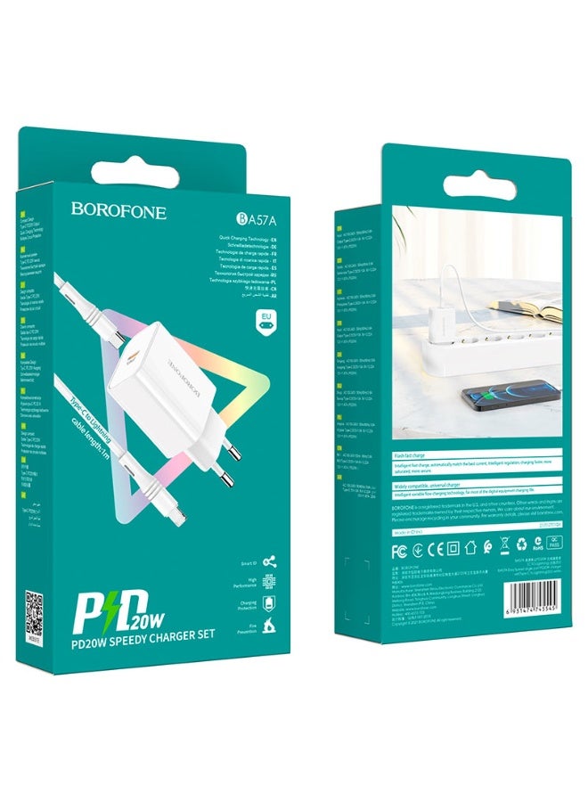 بوروفون شاحن حائط BA57A سهل الشحن PD20W، طقم أوروبي مع كابل - Image 5