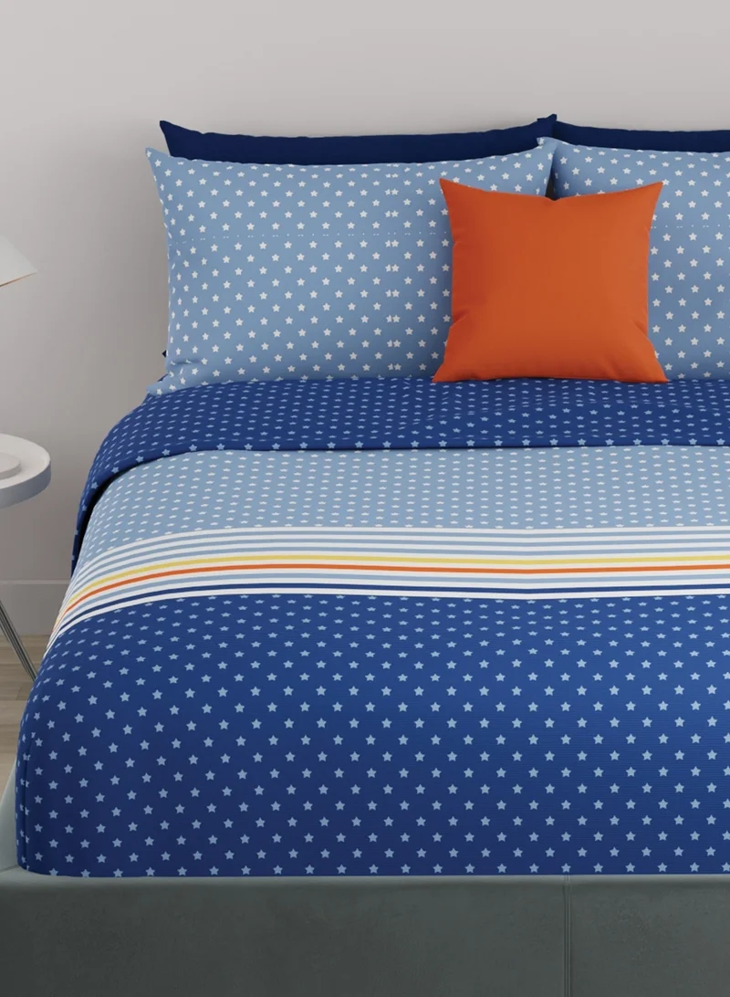 UNITED COLORS OF BENETTON United colors of Benetton Rainbow Blue 210 TC Fitted sheet with 2 pillow covers