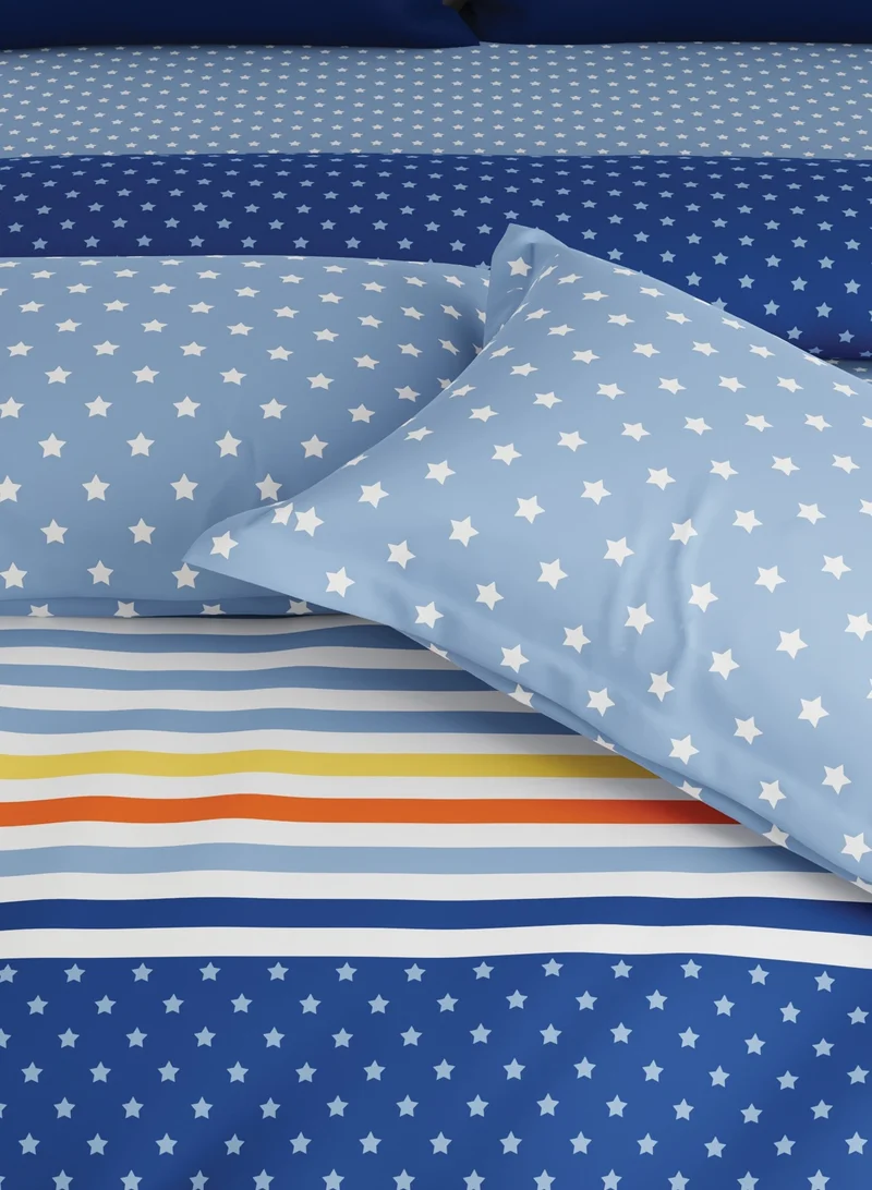UNITED COLORS OF BENETTON United colors of Benetton Rainbow Blue 210 TC Fitted sheet with 2 pillow covers