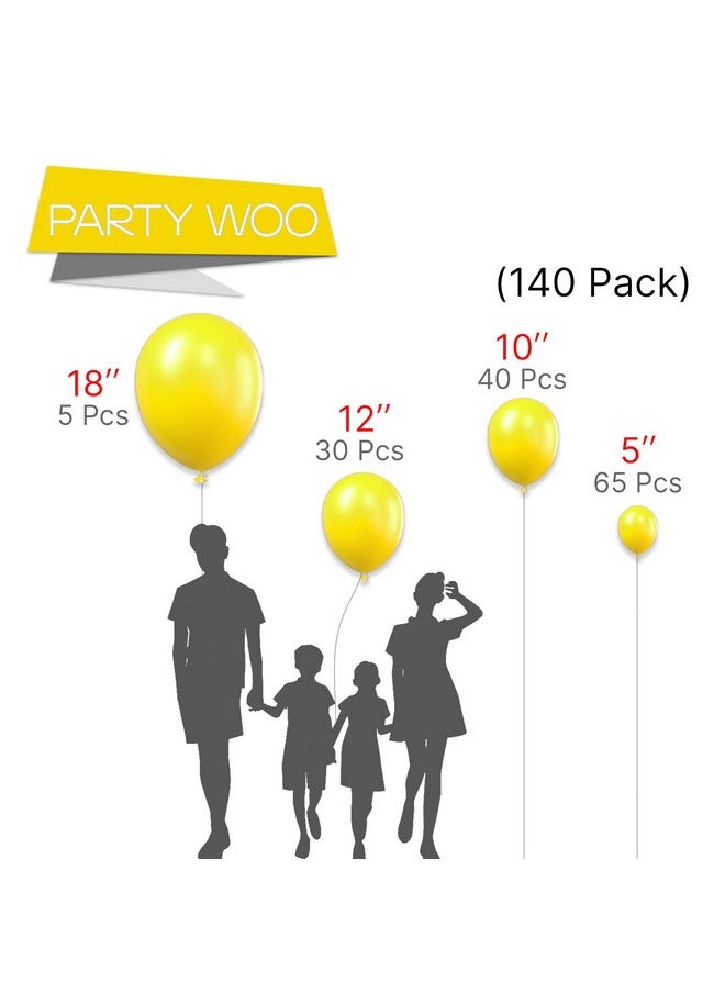 PartyWoo PartyWoo Yellow Balloons, 140 pcs Matte Yellow Balloons Different Sizes Pack of 18 Inch 12 Inch 10 Inch 5 Inch Yellow Latex Balloons for Balloon Garland Balloon Arch as Party Decorations, Yellow-Y55  - Image 2