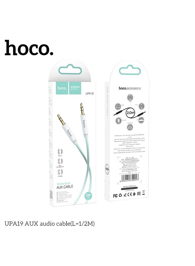 hoco. UPA19 Cable 3.5mm to 3.5mm audio AUX(L=2M, Green)  - Image 4
