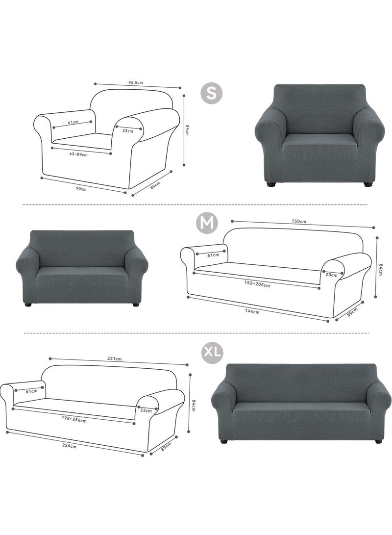 Peachjoy Stretch Loveseat Sofa Slipcover 1 Piece Couch Sofa Cover Furniture Protector 3 Seater Sofa with Elastic Bottom Grey  - Image 5