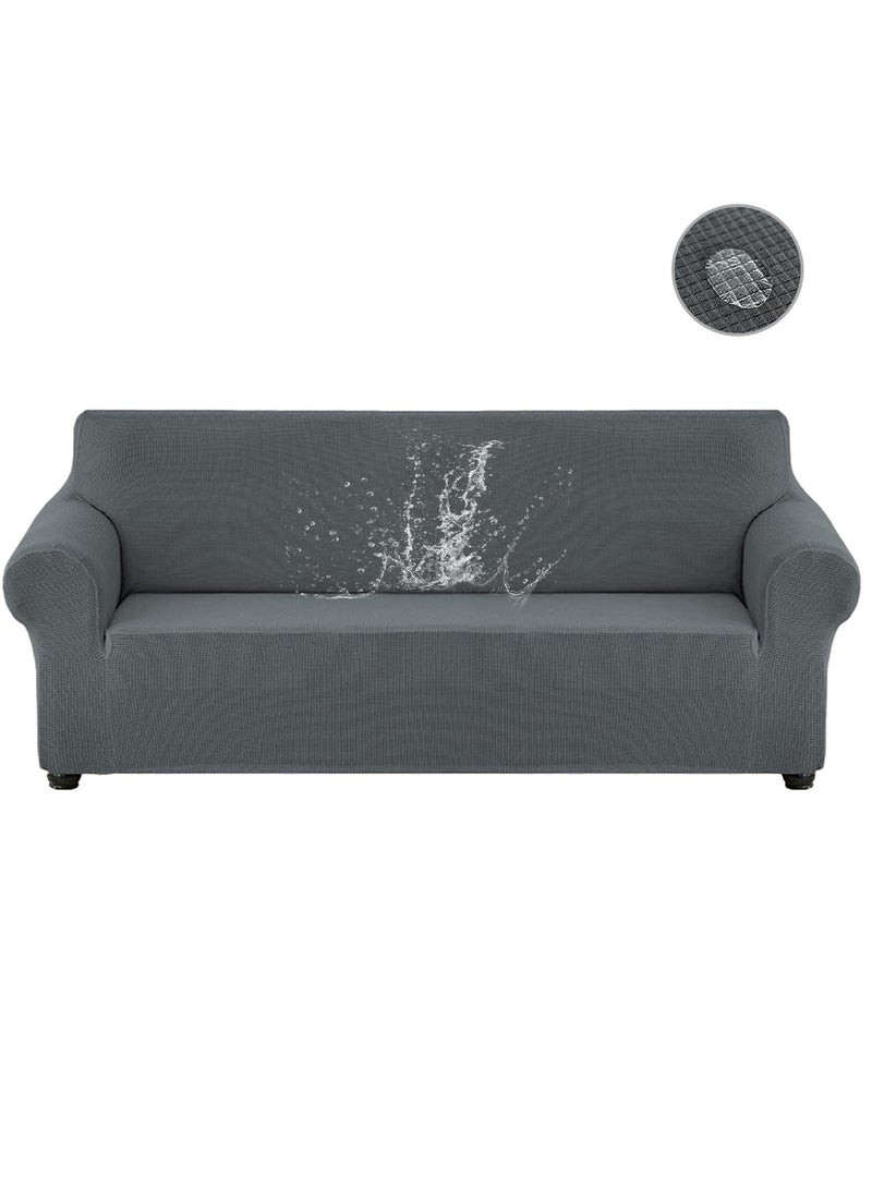 Peachjoy Stretch Loveseat Sofa Slipcover 1 Piece Couch Sofa Cover Furniture Protector 3 Seater Sofa with Elastic Bottom Grey  - Image 1