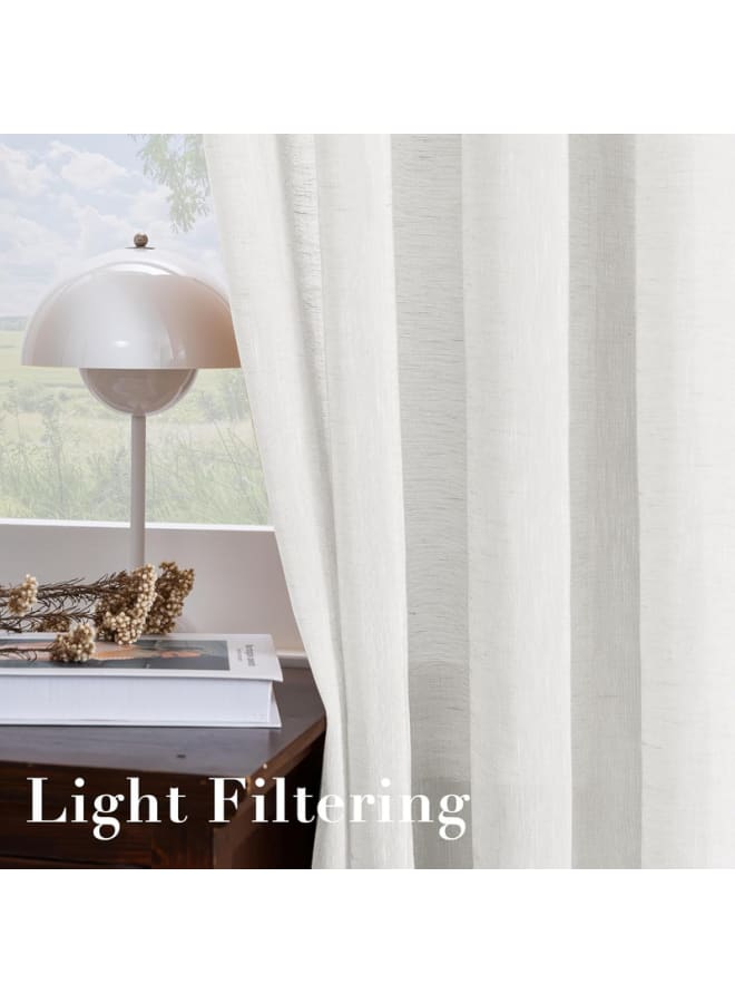  انتكس بيت الستائر ستائر كتان شفافة شبه شفافة - مظهر أنيق لغرف المعيشة وديكور المنزل - قماش خفيف الوزن مع حلقة فولاذية - قطعة واحدة - Image 2