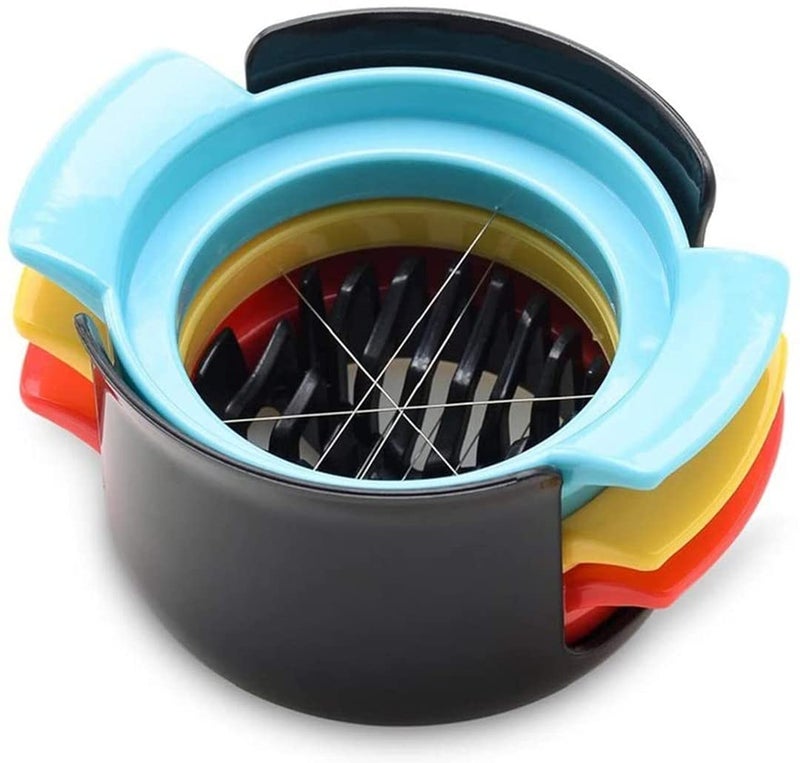 HEXONIQ® 3 in 1 Egg Slicer Stainless Steel Egg Cutter Multi Purpose Kitchen Tool Gadget for Eggs Fruit Salad ABS Plastic Black - Image 1