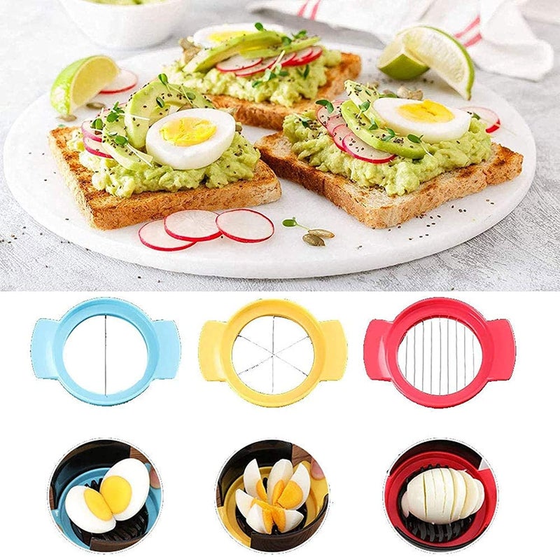 HEXONIQ® 3 in 1 Egg Slicer Stainless Steel Egg Cutter Multi Purpose Kitchen Tool Gadget for Eggs Fruit Salad ABS Plastic Black - Image 5