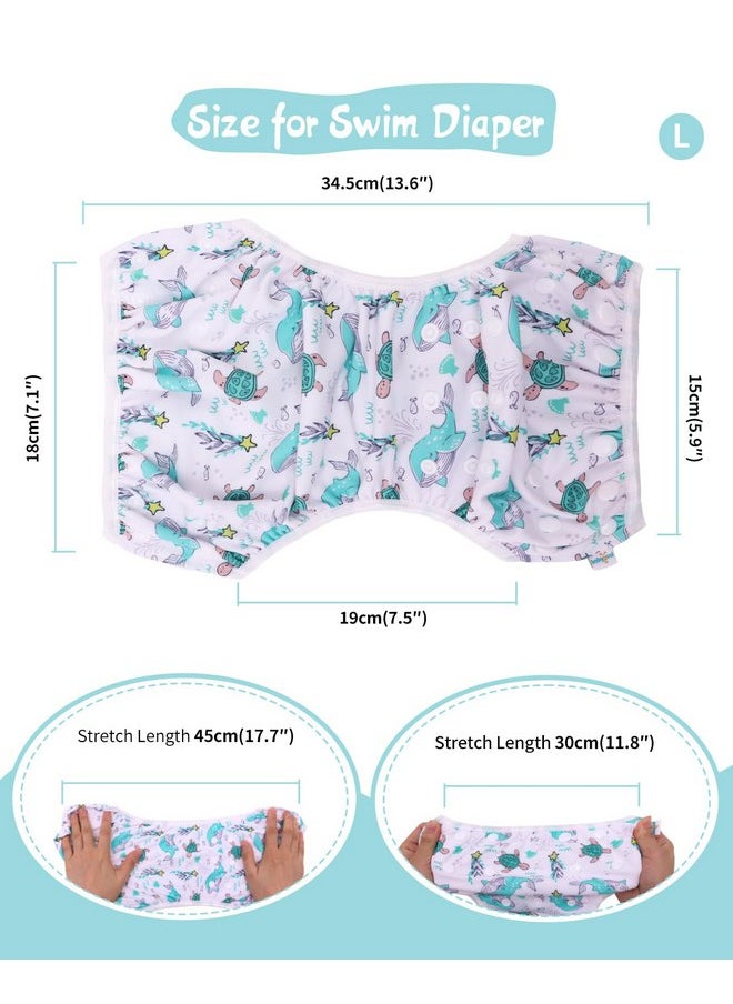 babygoal babygoal Reusable Swim Diapers with Wet Bag 4 Pack - Adjustable & Washable Water Diapers for 8M-3T Toddler Swimming Lessons-Animal Design  - Image 5