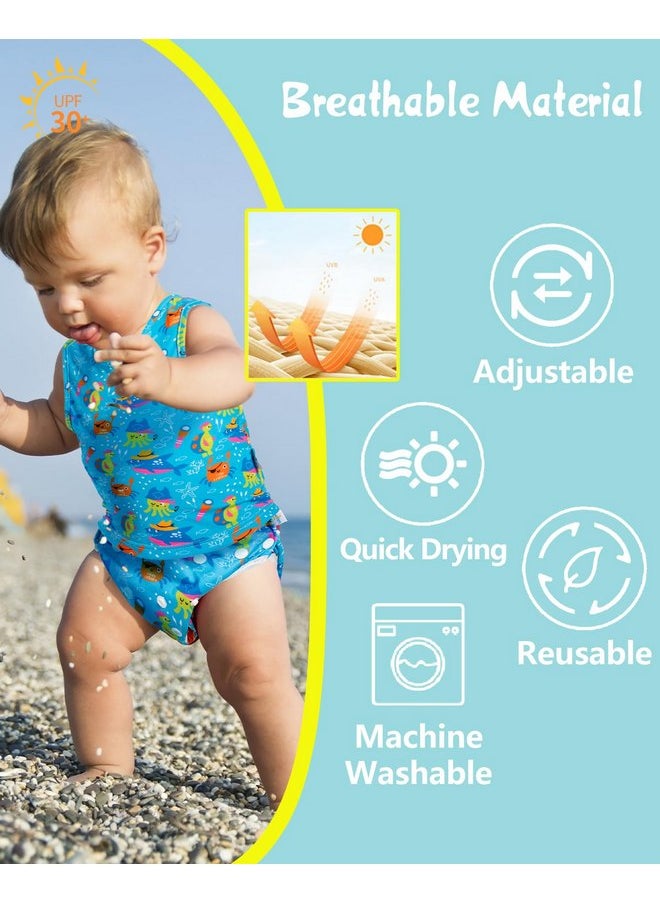 babygoal babygoal Reusable Swim Diapers with Wet Bag 4 Pack - Adjustable & Washable Water Diapers for 8M-3T Toddler Swimming Lessons-Animal Design  - Image 2