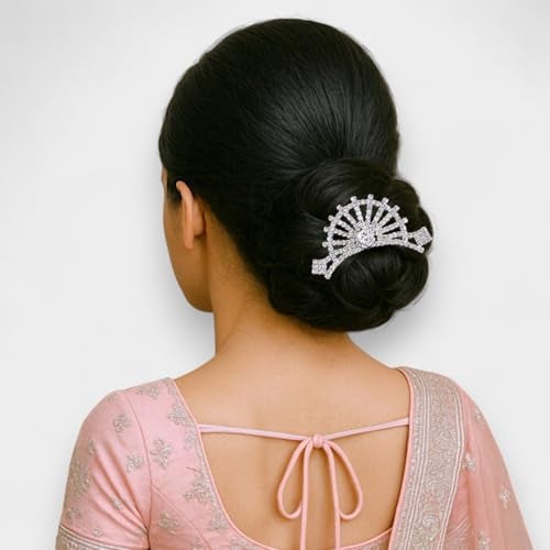 ACCESSHER Silver Plated Crystal Tiara for Girls & Women | Bridal Crown for Wedding, Birthday, Prom and Special Ocassion | Princess Look Headband | Tiara For Women & Girls (Design 7) - Image 2