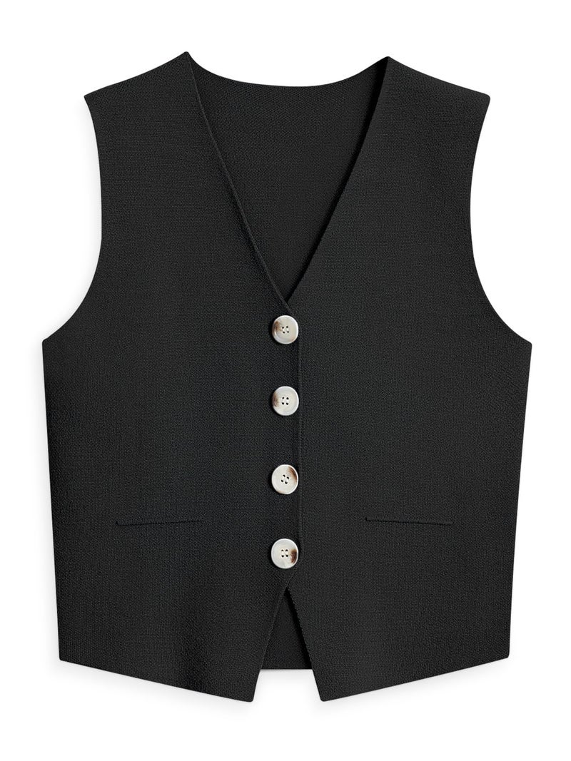 LILLUSORY Sweater Vest Women Dressy Button Up Sweater Tank Tops 2026 Knit Work Business Casual Outfits Black L - Image 1