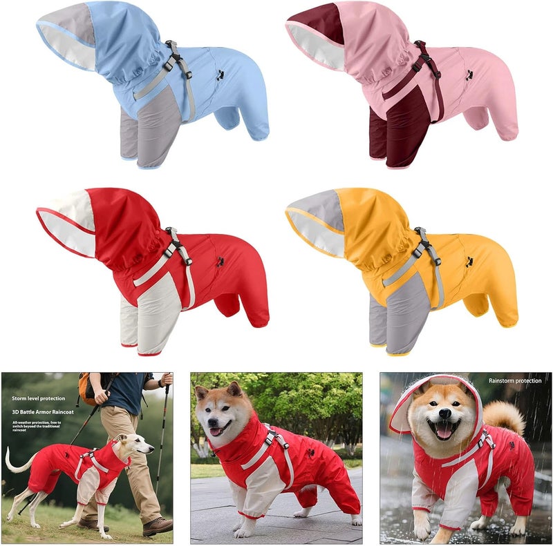 Dog Raincoat Hooded Rain Jackets Comfortable Rainwear for Small to Large with Four Leg Designs Adjustable Hoods Coat - Image 2