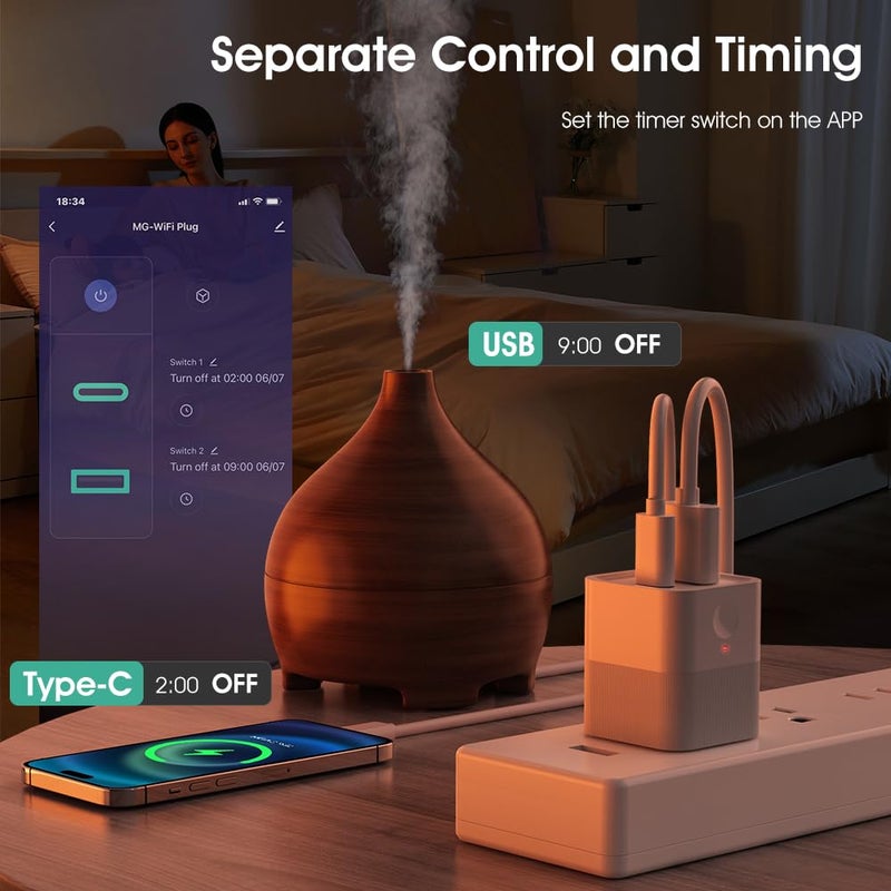 MHCOZY Tuya app Micro WIFI USB adaptor, Smart 5-12V DC outlet Switch,Remote Timer your USB device by Phone app,Compatible with Alexa Google Home - Image 4
