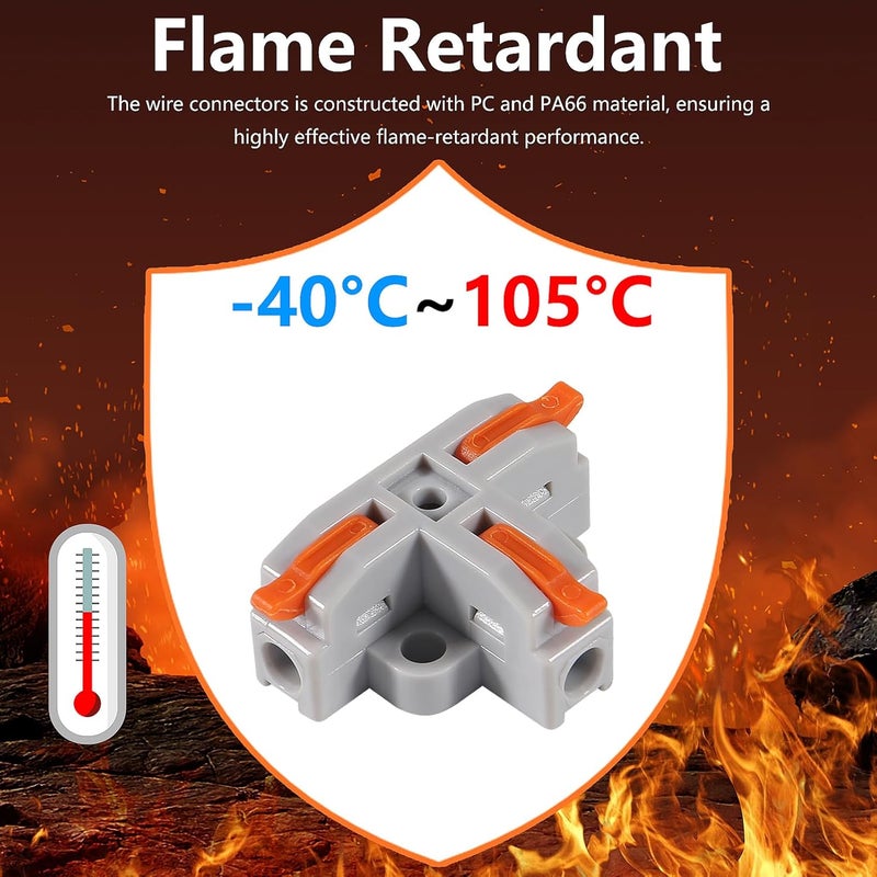 MELIFE 50PCS Lever Wire Connectors T Shape Out Quick Wire Connectors Electrical Lever Nuts Wire Connectors Pushin Conductor Terminal Block AWG 2812 - Image 4