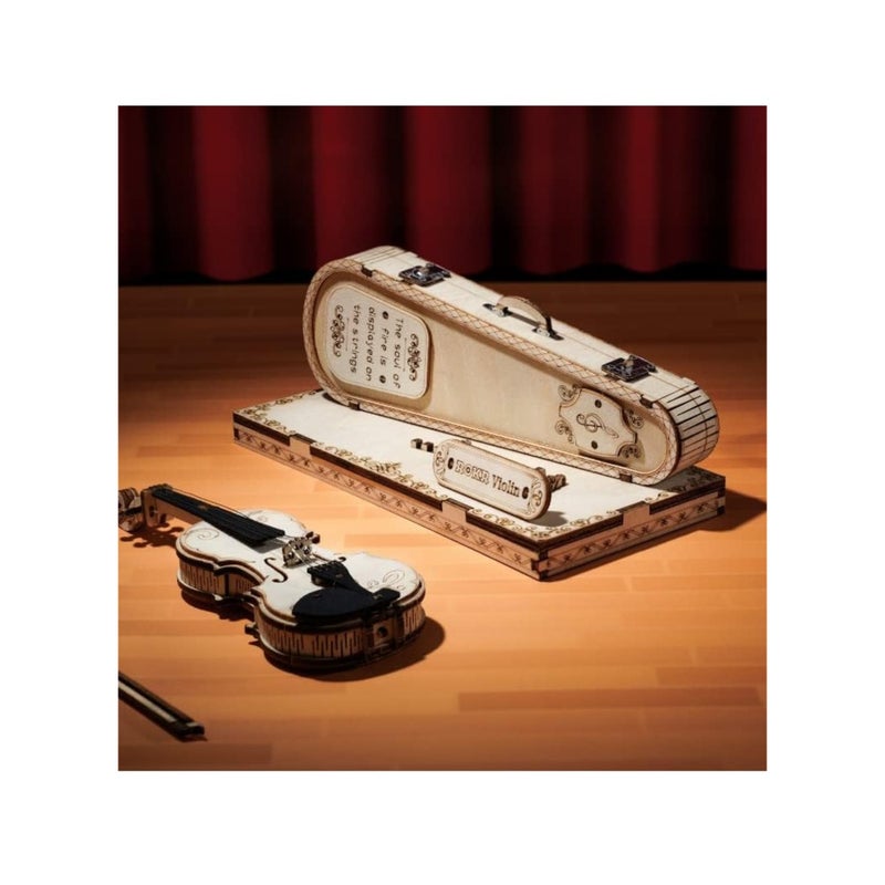 SOLARAE Wooden 3D Violin Puzzles, Musical Instrument Model Kit 3D Puzzles, Educational Craft Building Toys, Desk Decor/DIY Hobbies/Gifts for Family and Friends, Gifts for Teens and Kids to Build - Image 3