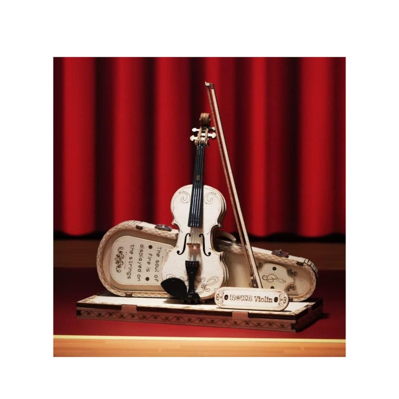 SOLARAE Wooden 3D Violin Puzzles, Musical Instrument Model Kit 3D Puzzles, Educational Craft Building Toys, Desk Decor/DIY Hobbies/Gifts for Family and Friends, Gifts for Teens and Kids to Build - Image 2