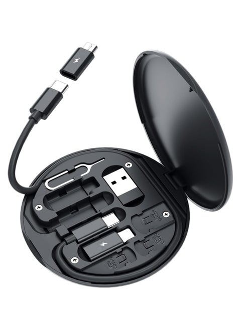 Yesimla USB C Adapter OTG Cable Kit, Multi Charging Cable Case Convertor USB C to iOS Device/Type C/Micro/USB A Adapter, Data Transfer Contains Card Slot for Traveling, Use as Phone Holder (Black)