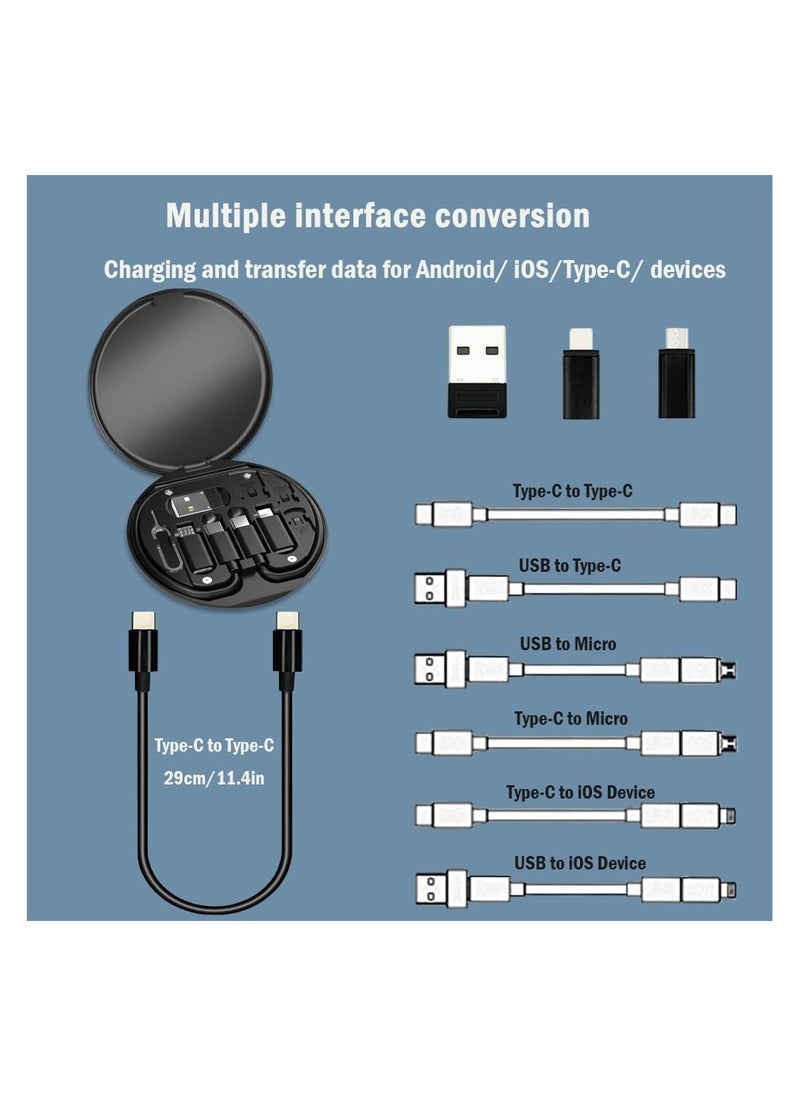 Yesimla USB C Adapter OTG Cable Kit, Multi Charging Cable Case Convertor USB C to iOS Device/Type C/Micro/USB A Adapter, Data Transfer Contains Card Slot for Traveling, Use as Phone Holder (Black)