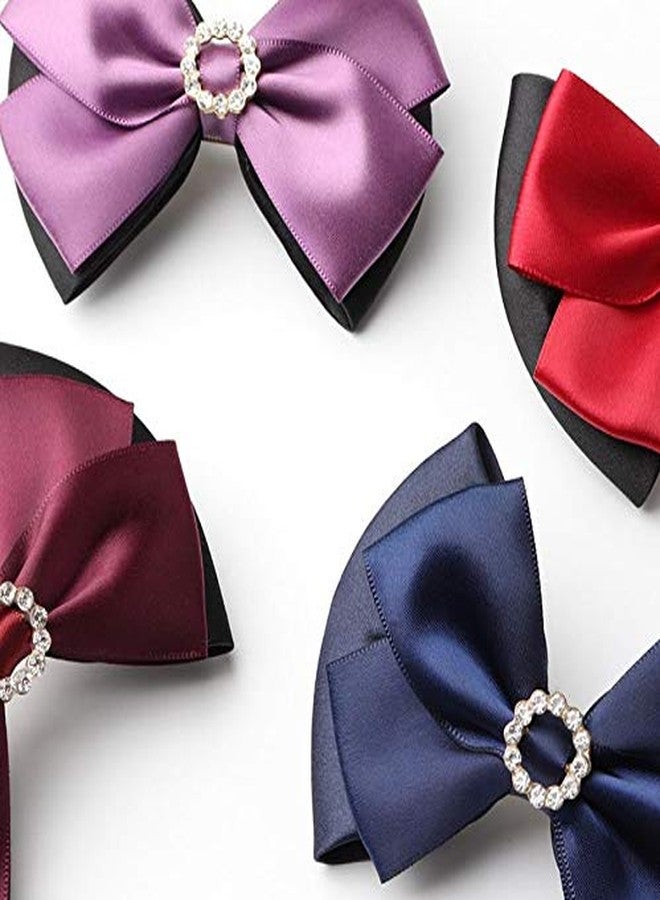 Natuworld 1Pcs Black Rhinestone Satin Bow Barrette Bowknot Snood Net Barrette Hair Clip Bun Cover Hairnet Bowknot Decor French Hair Clip Women ladies Girls Hair Accessories - Image 2