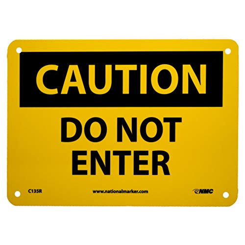 NMC C135R OSHA Sign, Legend "CAUTION - DO NOT ENTER", 10" Length x 7" Height, Rigid Plastic, Black on Yellow - Image 1