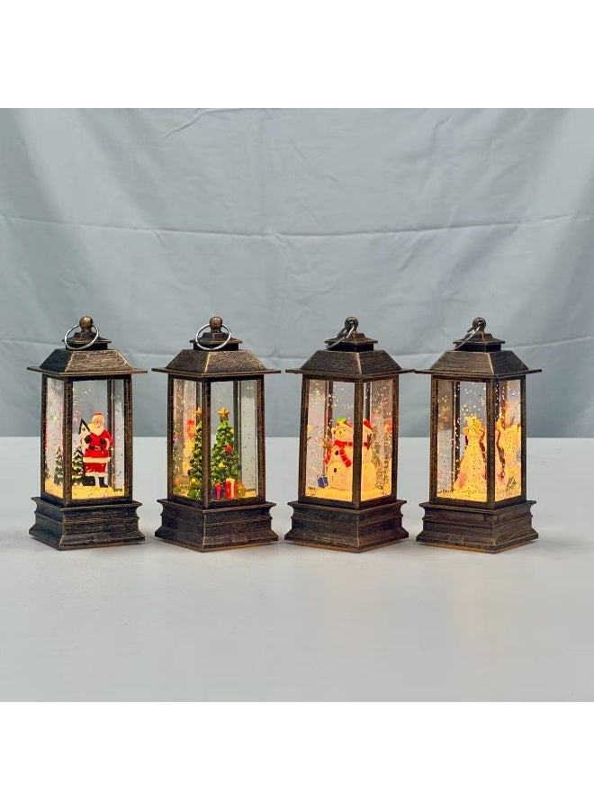Christmas lantern set (4 lanterns shipped together) includes Christmas lanterns, crystal lamps, Santa Claus, Christmas party decorations, Christmas ornaments, Christmas gifts, home decorations, Christmas trees, and snowmen. - Image 1