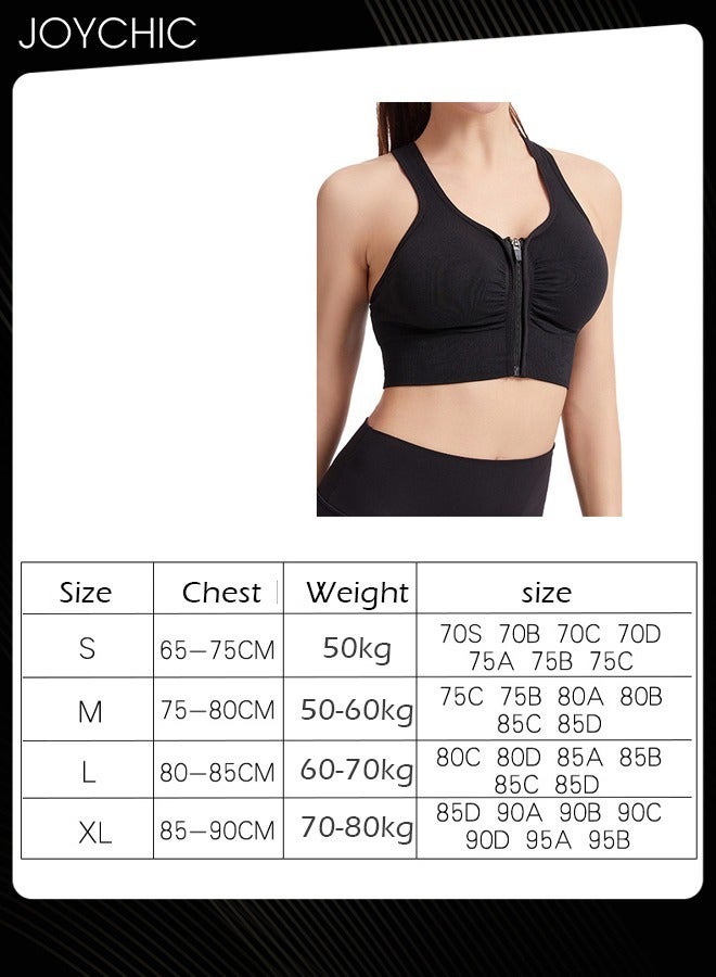 Joychic Women's Zip Front Sports Bra Active Yoga Girl Sports Bras Wirefree Lightweight Comfort Bra with Adjustable Straps for Yoga Running Black  - Image 5